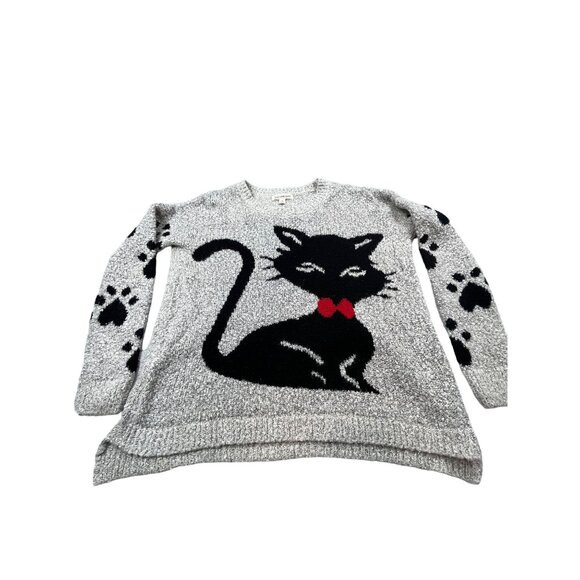 Black Cat Knit Sweater By Poof Excellence - Womens Small Acrylic/Polyester Blend - Picture 1 of 11